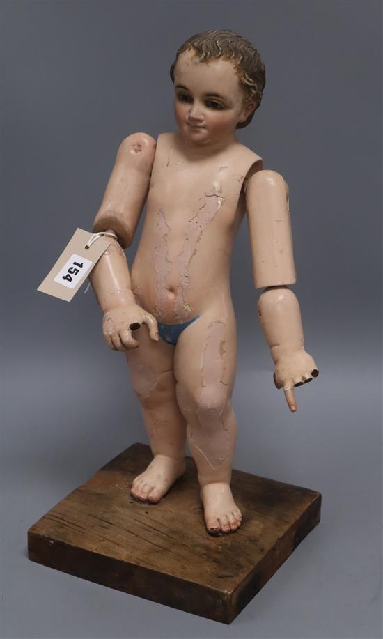 An early articulated artists mannequin lay figure; with glass eyes, c.1860s, wooden mounted